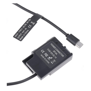 Adaptador De Corriente Usb Tipo C + Batería Ficticia En-el14 Dummy