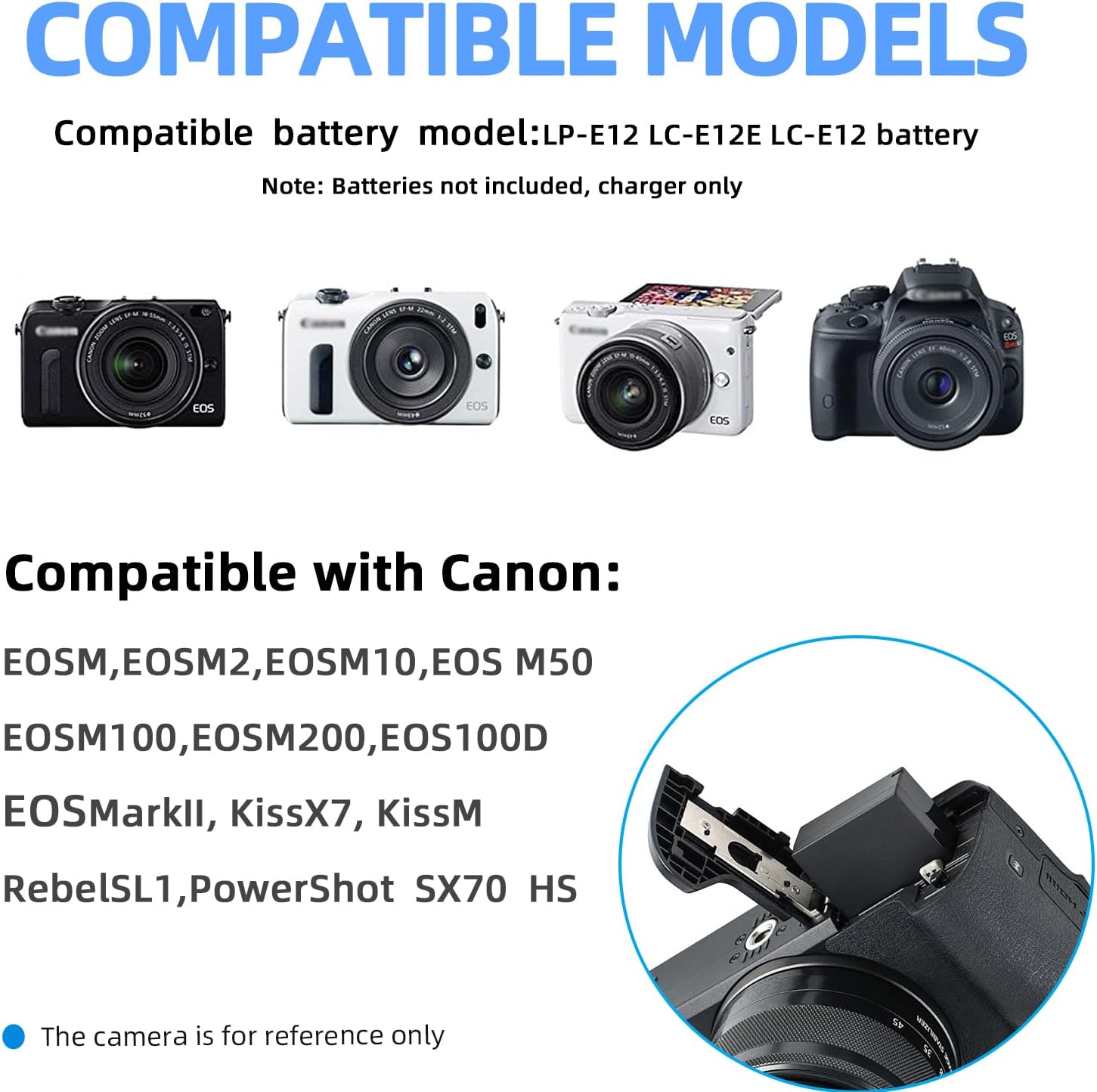 Cargador Cámara Canon LP-E12 para M50/M200/SL1/SX70/100D/M2/X7