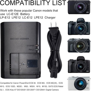 Cargador Cámara Canon LP-E12 para M50/M200/SL1/SX70/100D/M2/X7